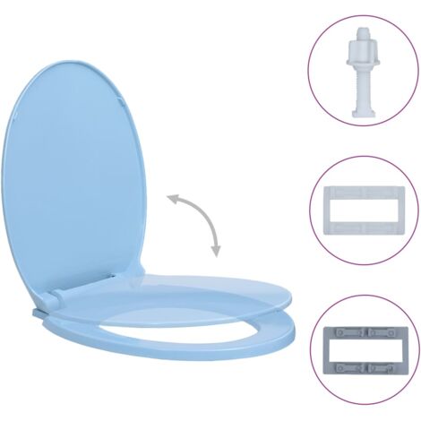 Siège de toilette à fermeture en douceur Bleu Ovale - The Living Store