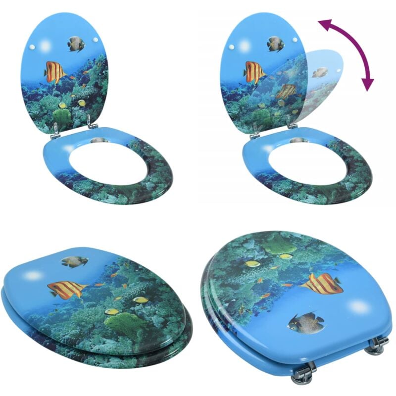 Siège de toilette avec couvercle mdf Design de fond marin - siège de toilette - sièges de toilette - Home & Living - Multicolore