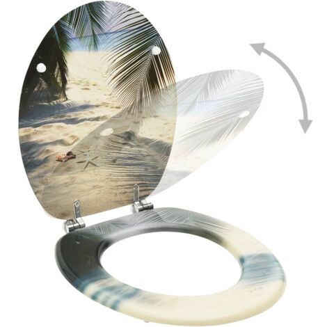 Siège de toilette avec couvercle MDF Design de plage CFW86702