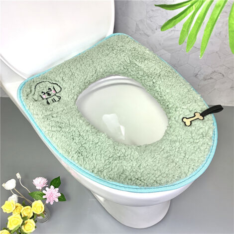 Siège de toilette domestique, siège de toilette, siège de toilette épaissi, siège de toilette à fermeture éclair (fermeture éclair vert clair)