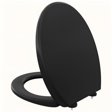 Siège de Toilette en Forme de O, MEEJEE Noir Abattant WC Frein de Chute , Couvercle de Toilette pour Salle de Bain Urée-formaldéhyde (45x37.5 cm)