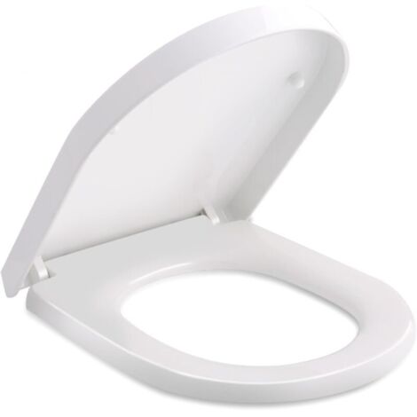 Siège de toilette en PP en forme de U 37 cm de large Réglable de 43 à 48 cm de longueur Convient pour un espacement des trous d'installation de 9,5 à 18,5 cm Couvercle de toilette universel (46 x 36 x