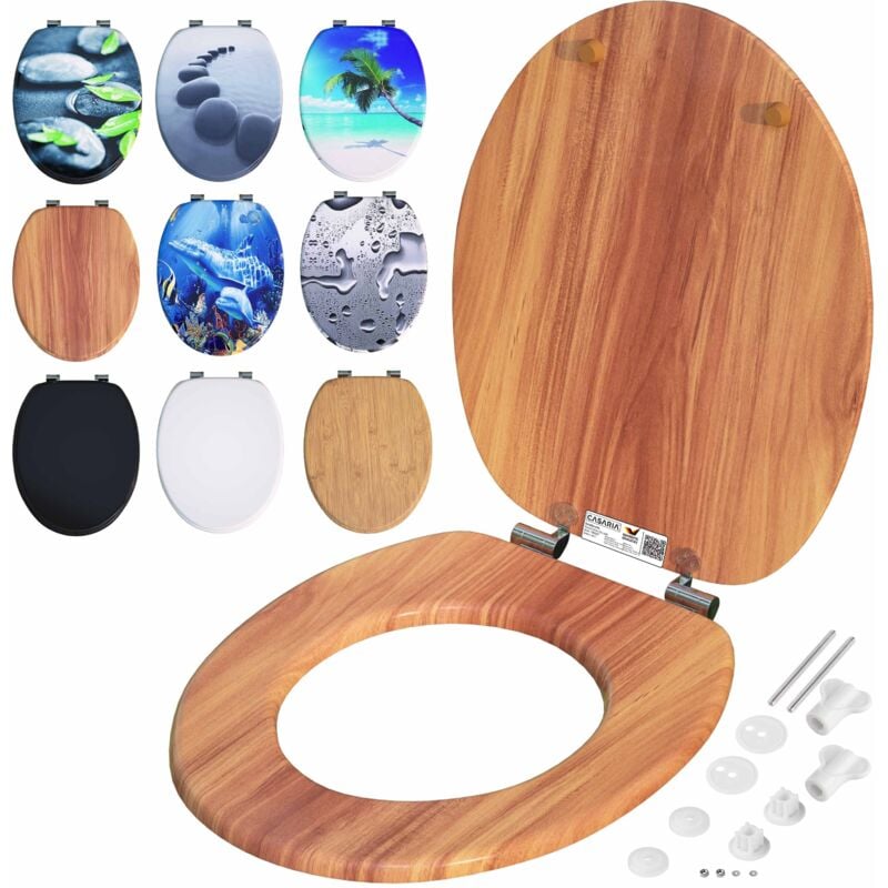 CASARIA® Siège de WC Système d'abaissement automatique MDF abattant standard salle de bain lunette couvercle toilette Bois