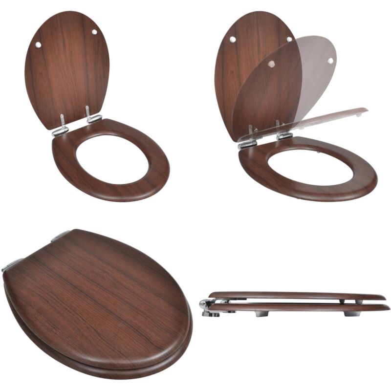 Siège de toilette mdf Couvercle à fermeture en douceur Marron - siège de toilette - sièges de toilettes - Home & Living - Brun