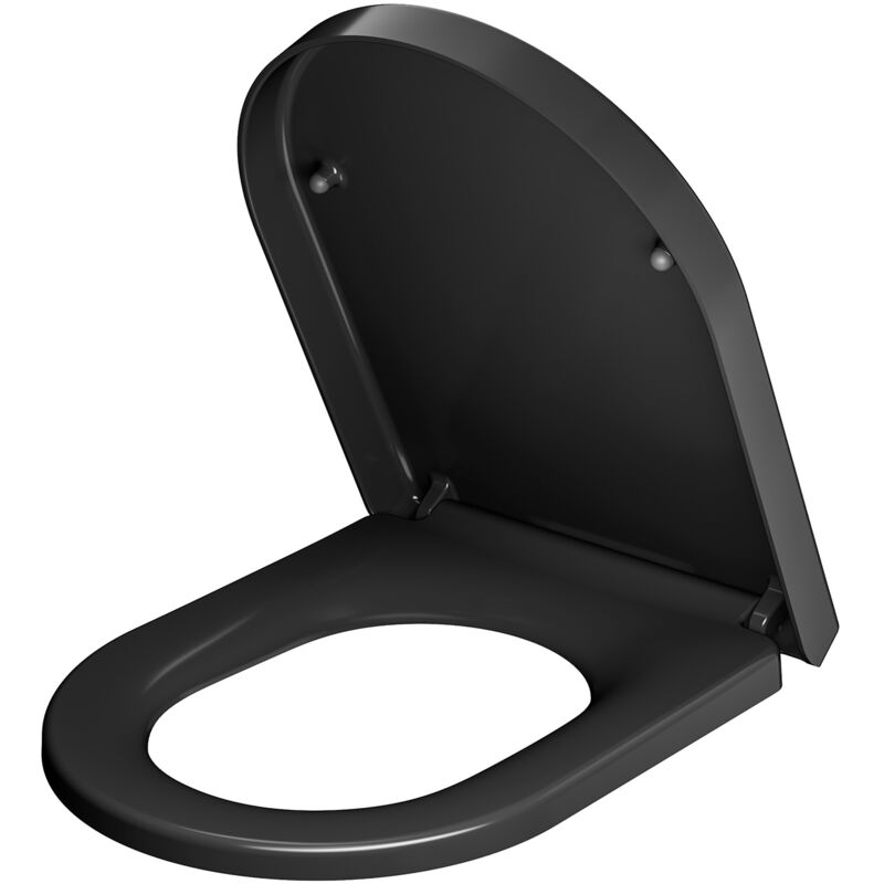 Cecipa Max - Siège de Toilette Polypropylène en Forme de d - Abattant wc Frein de Chute - Couvercle de Toilette - Noir - Pour Salle de Bain