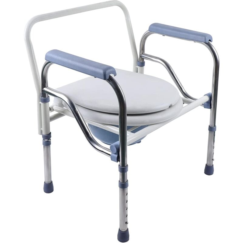 Siège de toilette réglable en hauteur avec pieds en caoutchouc antidérapants chaise de douche en acier inoxydable, chaise de toilette pliable pour