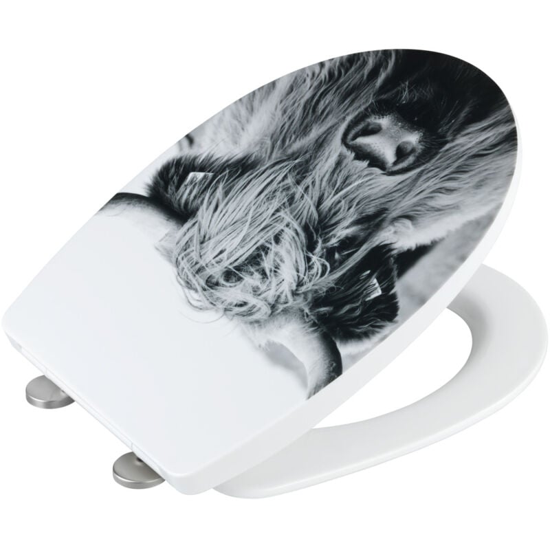 Wenko - Abattant wc Original Yak Frein de Chute, Fixation Acier inox, Patin anti glisse, Installation facile et rapide, Thermoplastique, 36,5x45 cm,