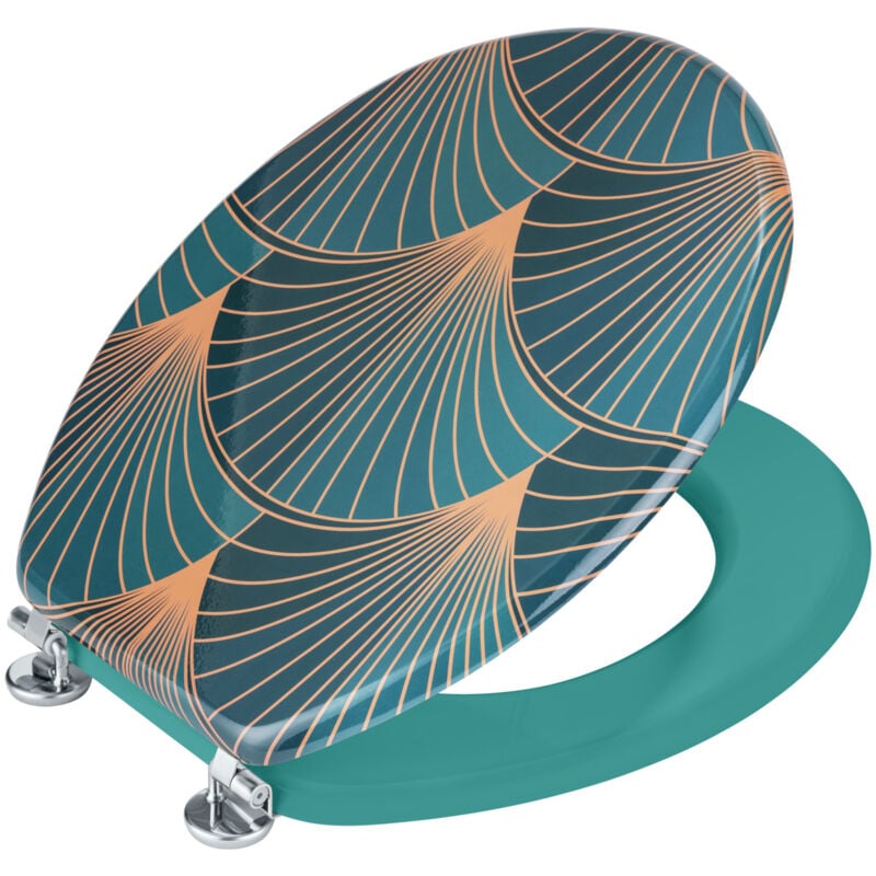 Wenko - Abattant wc mdf 'aira' style Art Déco, Abattant toilettes fixation acier inoxydable, mdf certifié fsc®, nettoyage facile, 35,5x42,5cm,