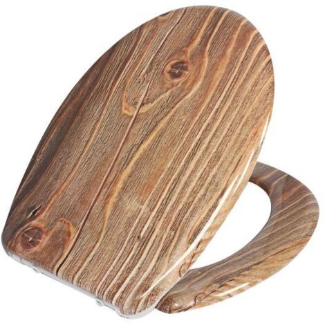 Siège de WC Bois système d'abaissement automatique abattant standard salle de bain lunette couvercle toilette