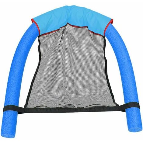 Siège d'eau pour piscine - Maille mat - Pour frites de piscine - Avec filet - Support de flottaison - Sans flotteur (bleu)