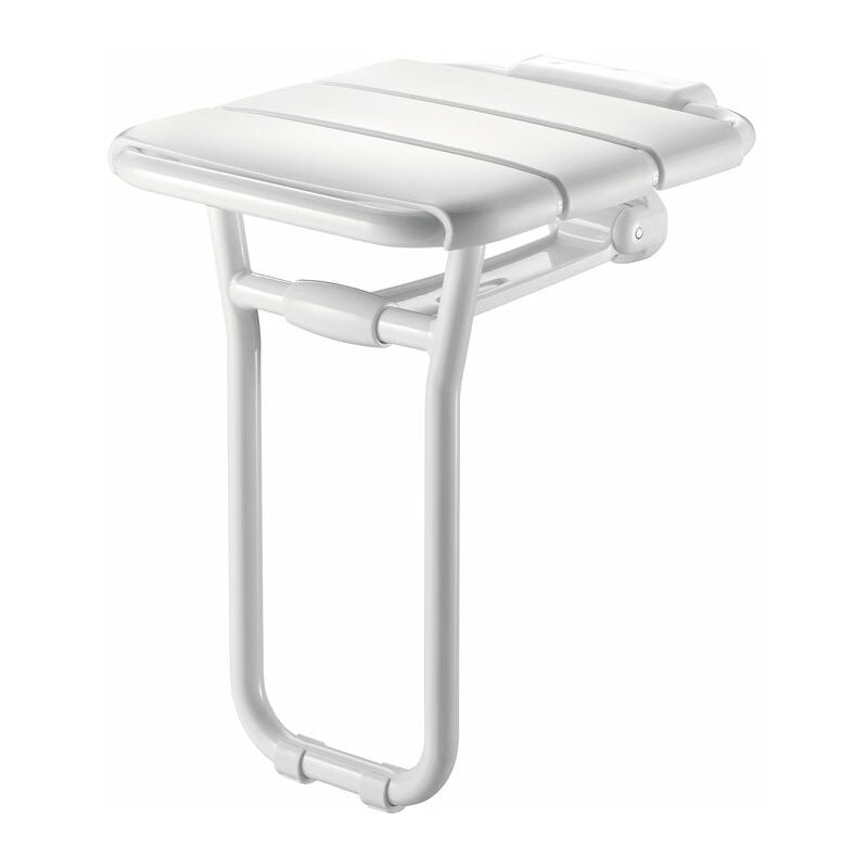 Siège de douche relevable avec pied en aluminium époxy blanc Delabie