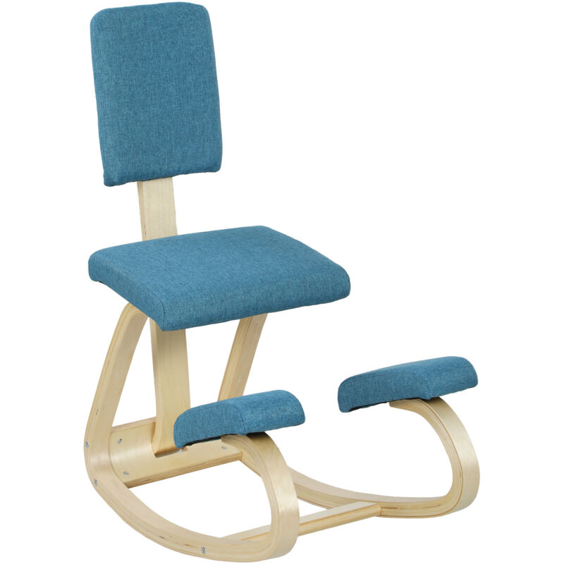 Chaise à genoux - HOMCOM - ergonomique avec dossier - siège assis genoux à bascule - correcteur de posture - bleu foncé