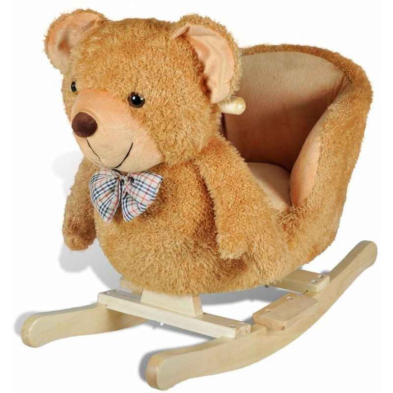 Helloshop26 - Siège fauteuil chaise à bascule enfant jouet tissu marron - Marron