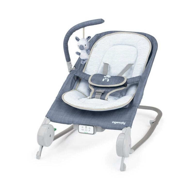 Siege Ingenuity Happy Belly Rock-to-Bounce Seat - Musique - Vibrations - Arc d'activités amovible - Jouet en peluche Zebra - Ee