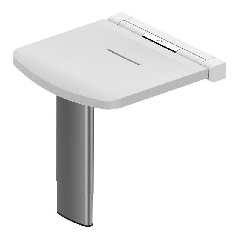 Siège de douche relevable avec pied réglable - Décor : Blanc ral 9003 AKW