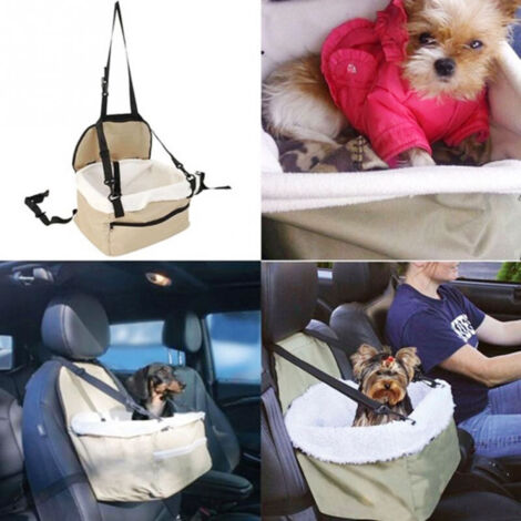 Siège rehausseur portable et étanche pour animal de compagnie, avec sangle de sécurité à clipser et sac de rangement à fermeture éclair.