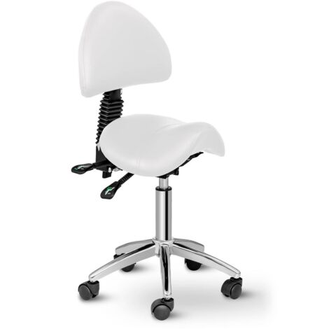Siège-selle avec dossier - 550-690 mm - 150 kg - White marketingmetakeyword2 marketingmetakeyword3 - Blanc