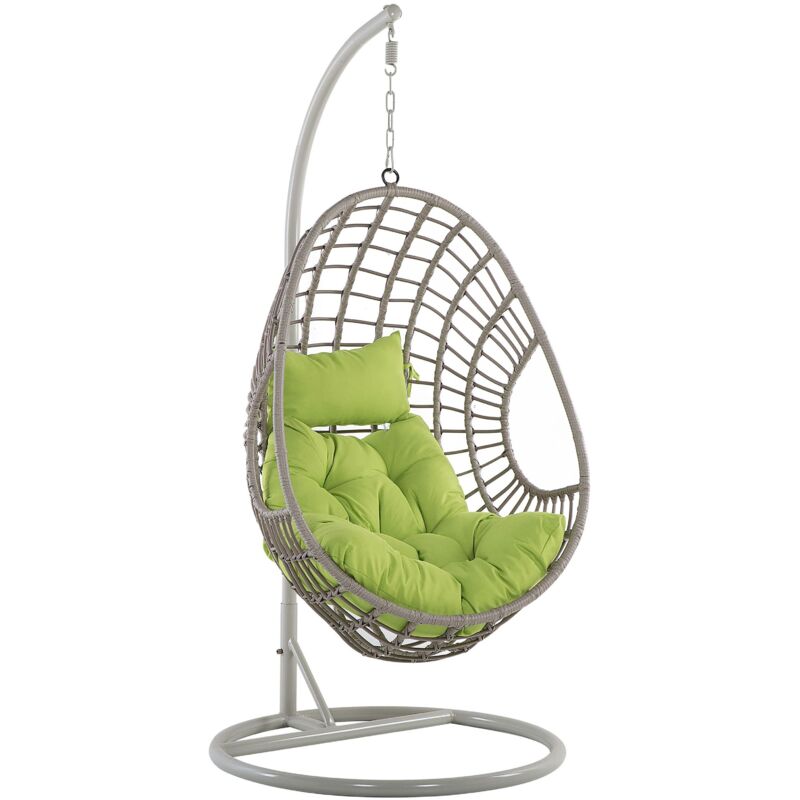 Fauteuil Suspendu Balançoire pour Extérieur et Intérieur en Rotin Gris Design Ultra Moderne et Conception Solide pour Salon ou Jardin Beliani