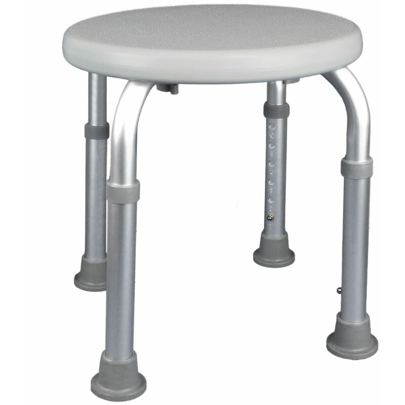 Siège, tabouret de douche rond réglable en hauteur - Blanc Vivezen