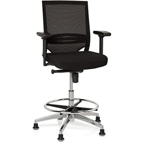 Siège technique / Tabouret technique TOP WORK 77 capitonné, tissu maille noir hjh OFFICE