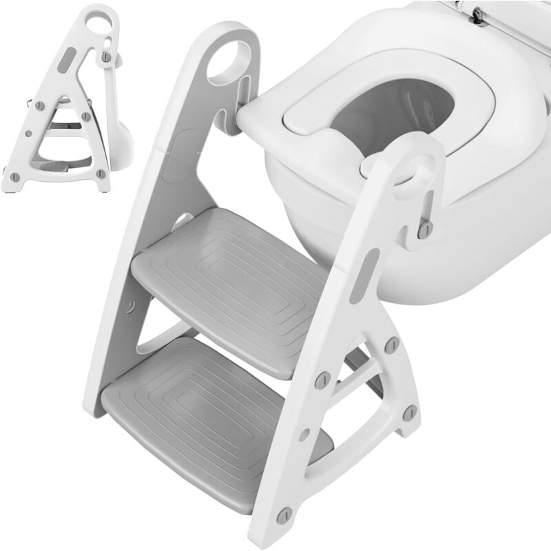 Tlgreen - Siège Toilette Enfant Pliable et Réglable, Réducteur de wc Pour Enfant -Gris