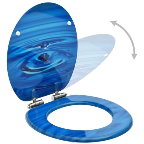 Siège WC avec couvercle à fermeture en douceur MDF Bleu CFW28334