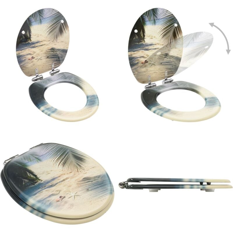 Siège wc avec couvercle à fermeture en douceur mdf Plage - siège de toilette - sièges de toilette - Home & Living - Multicolore