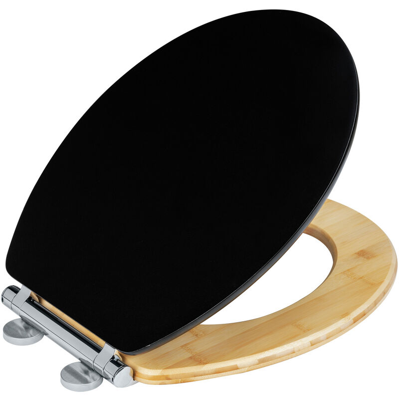 Wenko - Abattant wc Bambusa Black 37 x 44 cm mdf frein de chute abattant wc noir abattant wc soft close abattant wc design abattant wc bambou lunette