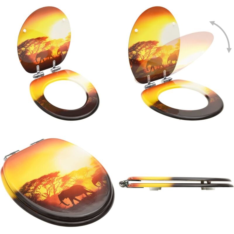 Siège wc Couvercle à fermeture en douceur mdf Design de savane - siège de toilette - sièges de toilette - Home & Living - Multicolore