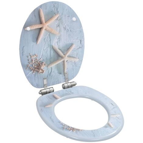 Siège WC Style Contemporain - Lunette de Toilette - MDF Couvercle à fermeture en douceur Étoile de mer Chic-542358