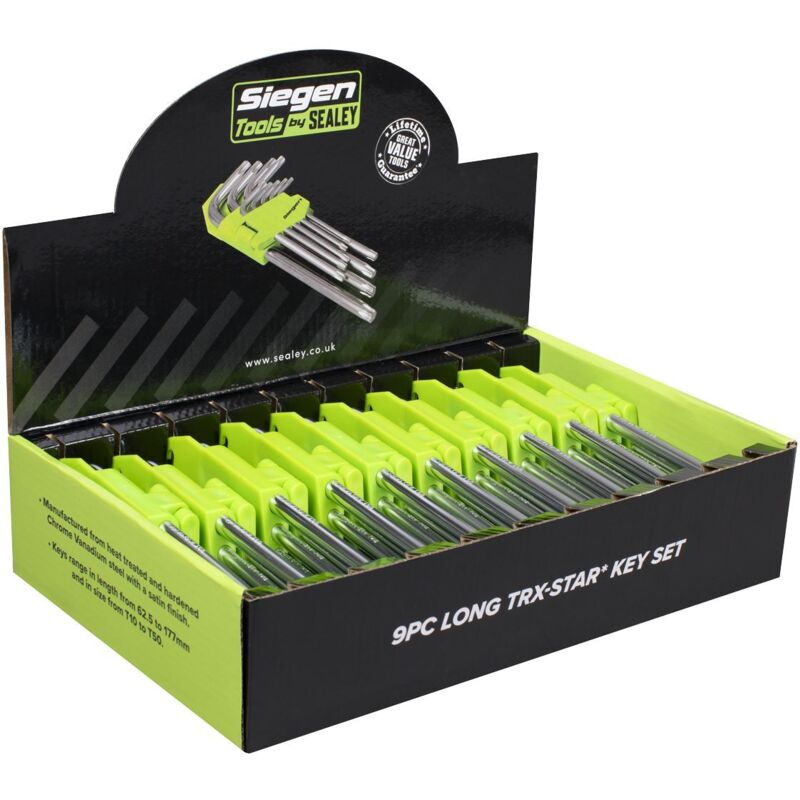 Sealey - S01264 Siegen Long TRX-Star Key Set 9pc - Display Box of 10