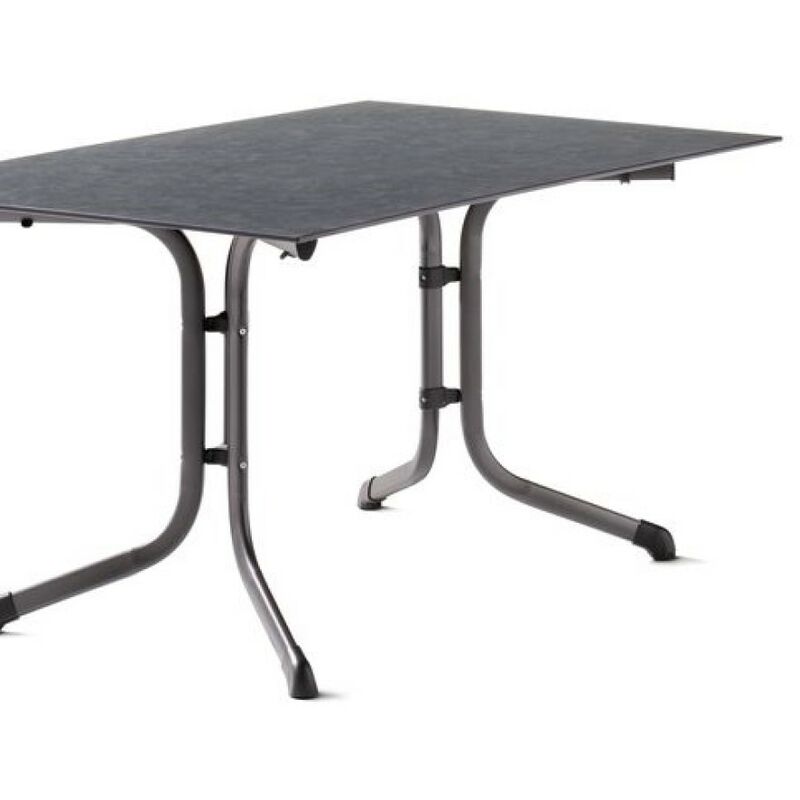 Sieger - Table pliante 140 x 90 cm, plateau Polytec® anthractite, structure gris clair