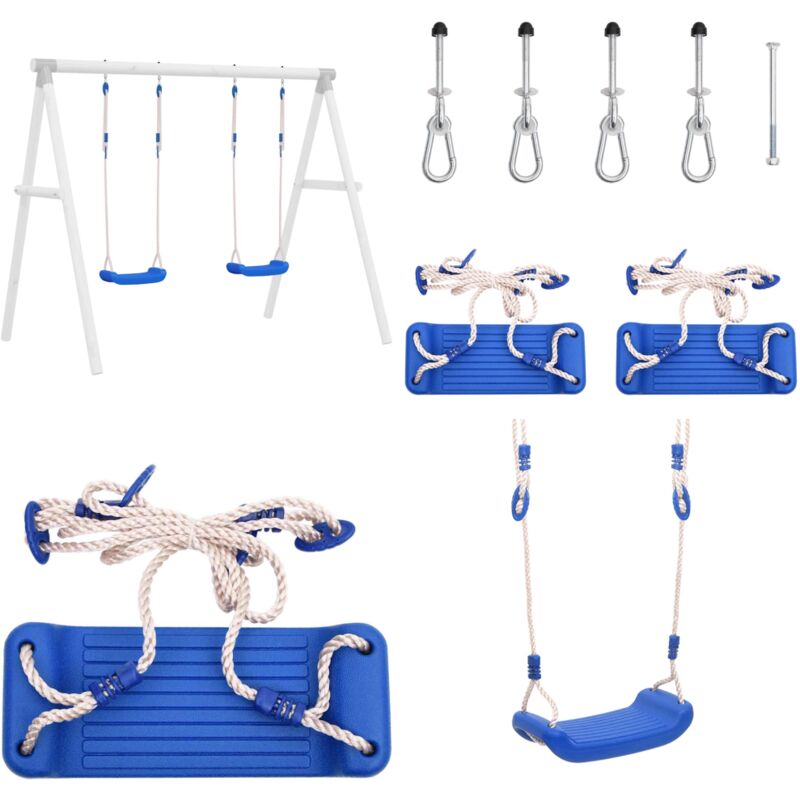 Vidaxl - Sièges de balançoire avec cordes 2 pcs bleu 37x15 cm pe - Siège De Balançoire - Balançoire Enfant - Jouet Extérieur - Jeux De Plein Air