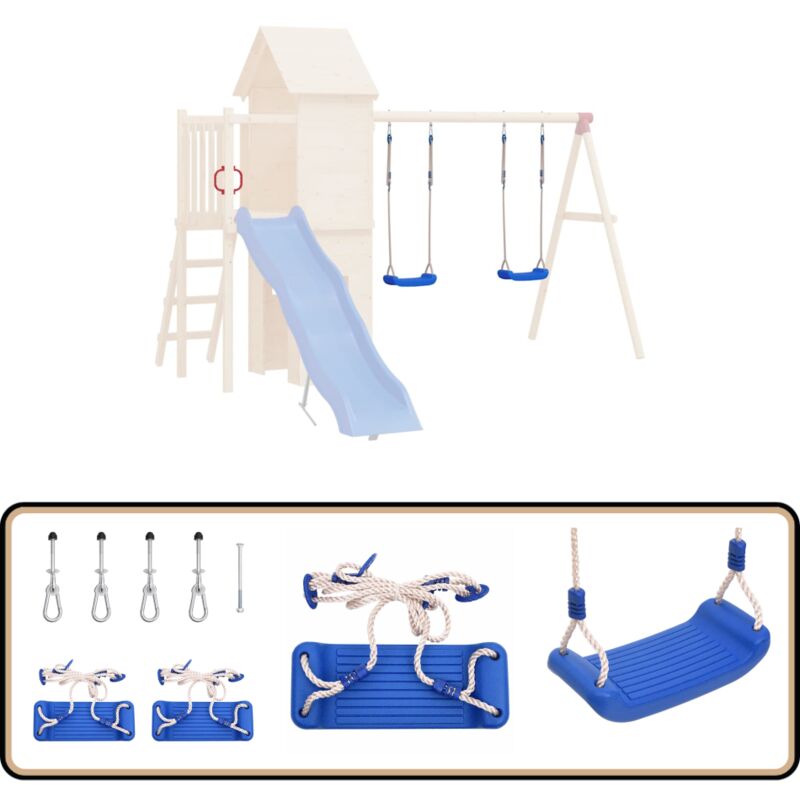 Vidaxl - Sièges de balançoire avec cordes 2 pcs bleu 37x15 cm pe - Siège De Balançoire - Balançoires Enfant - Jeux D'extérieurs - Aires De Jeux