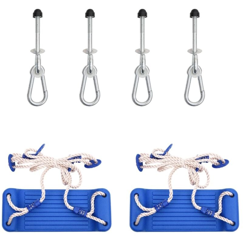 Vidaxl - Sièges de balançoire avec pierres d'escalade lot de 2 bleu pe