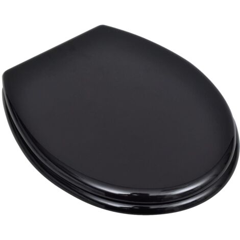 Sièges de toilette avec couvercles 2 pcs MDF Noir CFW43906