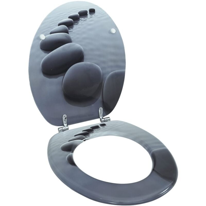 Vidaxl - Siège de toilette avec Couvercle mdf Pierres