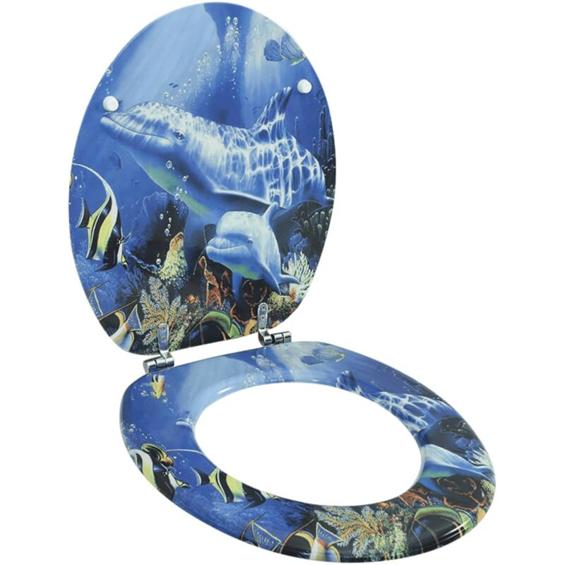 Siège de toilette avec Couvercle MDF Dauphins vidaXL