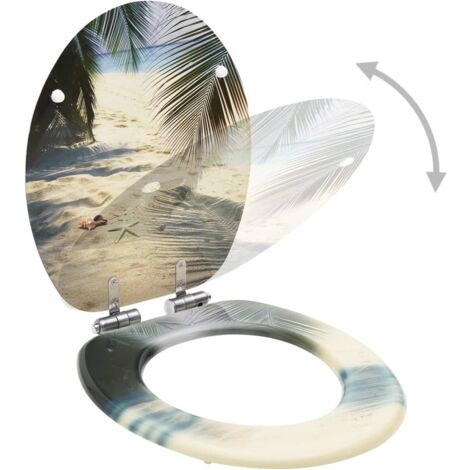 Sièges WC et couvercle à fermeture en douceur 2 pcs MDF Plage CFW63513