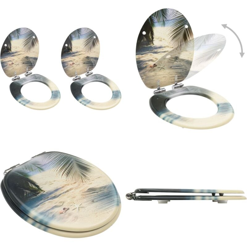 Vidaxl - Sièges wc et couvercle à fermeture en douceur 2 pcs mdf Plage - siège de toilette - sièges de toilette - Home & Living - Multicolore