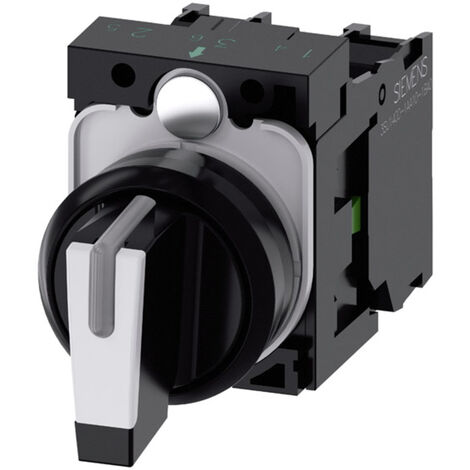 Siemens 3SU11002BL601NA0 3SU1100-2BL60-1NA0 Knebelschalter Frontring Kunststoff  Schwarz, Weiß 2 x 4