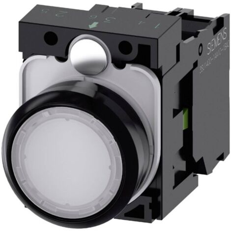 Siemens 3SU11020AB601BA0 3SU1102-0AB60-1BA0 Pulsante illuminato Anello frontale in plastica, Piatto Bianco 1 pz.