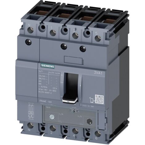 Siemens 3VA11 100A 4 polos 25K disyuntor de caja moldeada 3VA11103FF460AA0