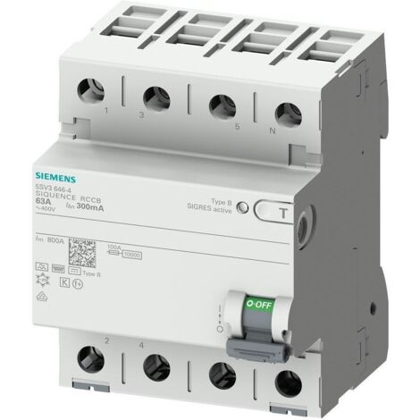 Siemens 5SV33464 5SV3346-4 FI-Schutzschalter  B   4polig 63 A 0.03 A 400 V