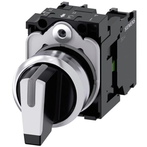Siemens beleuchteter Wahlschalter 22 mm weiß 3 Positionen 3SU11502BL601NA0