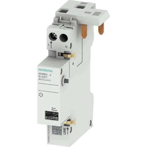 Siemens Bloque de interruptor de protección contra incendios AFDD, 1-16A 230V para interruptor LS o FI/LS 1+N 1TE, 5SM60112