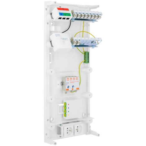 Siemens – Coffret de communication grade 3 TV – 12 connecteurs RJ45 cat.6A STP – Dispositif de terminaison intérieur pour fibre optique – Amplificateur TV