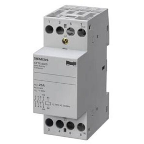 Siemens – Contacteur d'installation 5TT58300 – 4 contacts NO – Intensité 25 A – Tension 230 V AC – Pour contrôle à distance fiable - D542711
