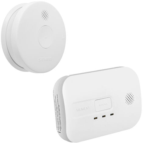 Siemens – Détecteur de fumée NF 5 ans et monoxyde de carbone NF 3 ans – Alarme 85 dB – Installation rapide par clipsage – Certification EN 14604
