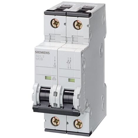 Siemens – Disjoncteur bipolaire 400V 6kA – Courbe de déclenchement C – 20A pour protection installations électriques – Montage rail DIN